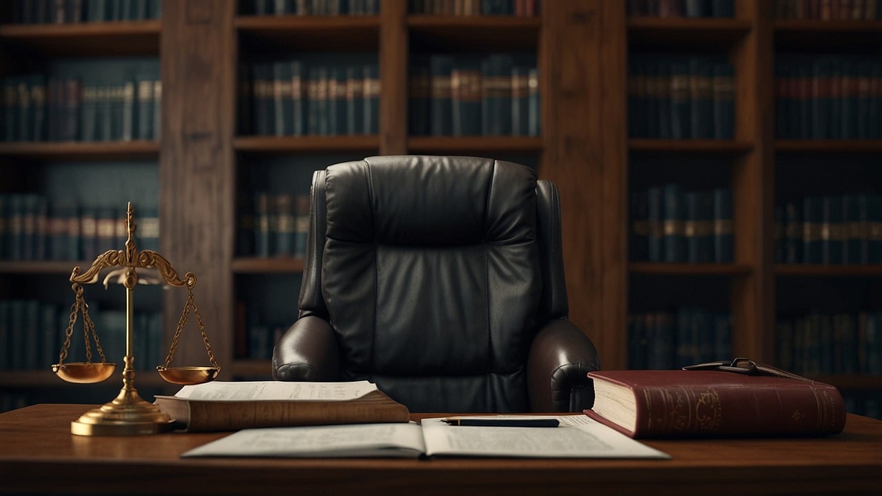 An empty chair at a Orange County criminal defense lawyer's desk